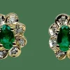 Boucles d’oreilles or jaune émeraudes et diamants