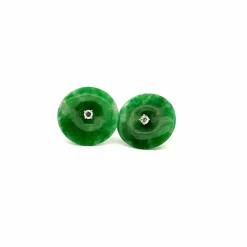 Boucles d'oreilles Or Jaune 18k Pierre de Jade