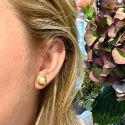 Boucles d'oreilles or jaune perles