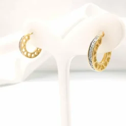 Boucles d'oreilles or jaune 18 diamants