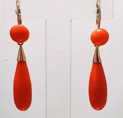 Boucles d'oreilles Or jaune Corail