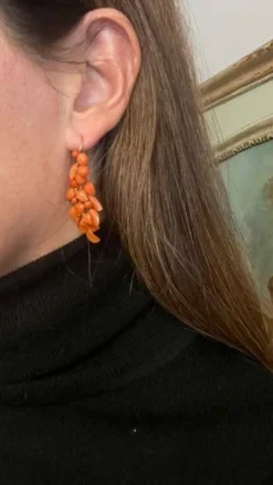 Boucles d'oreilles Or jaune et Corail