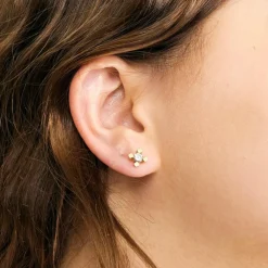 Boucles d'oreilles or jaune et diamants