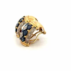 Boucles d'oreilles Or Jaune 18k Saphir & Diamant