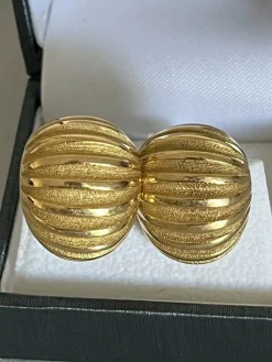 Boucles d'Oreilles Or Jaune Godronné