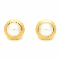 Boucles d'oreilles or jaune perles