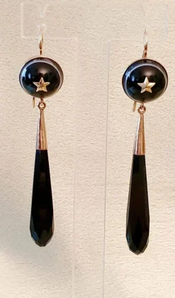 Boucles d'oreilles Or jaune Onyx Agate
