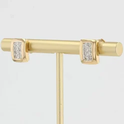 Boucles d'oreilles or jaune diamants modernes