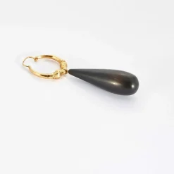 Boucles d'oreilles or jaune goutte d'ébène