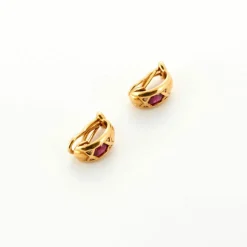 Boucles d'Oreilles Or Jaune et Rubis
