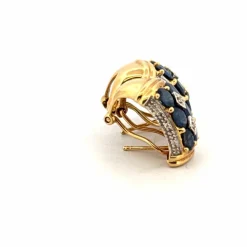 Boucles d'oreilles Or Jaune 18k Saphir & Diamant