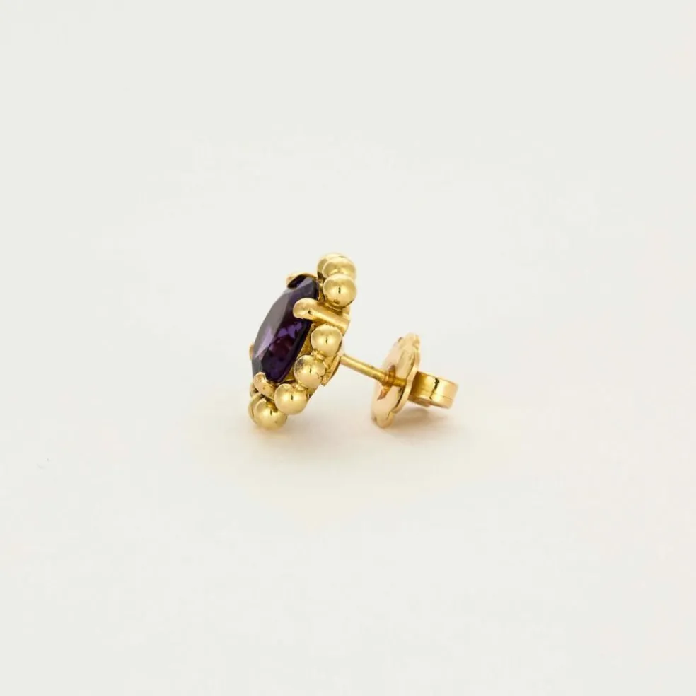 Boucles d'oreilles or jaune et améthystes
