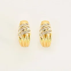 Boucles d'oreilles or jaune diamants