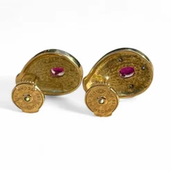 Boucles d'oreilles or jaune, rubis, diamants