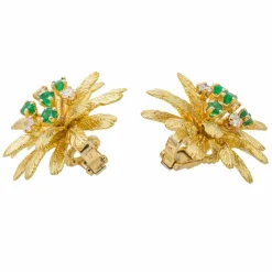 Boucles d'oreilles Or jaune Emeraude