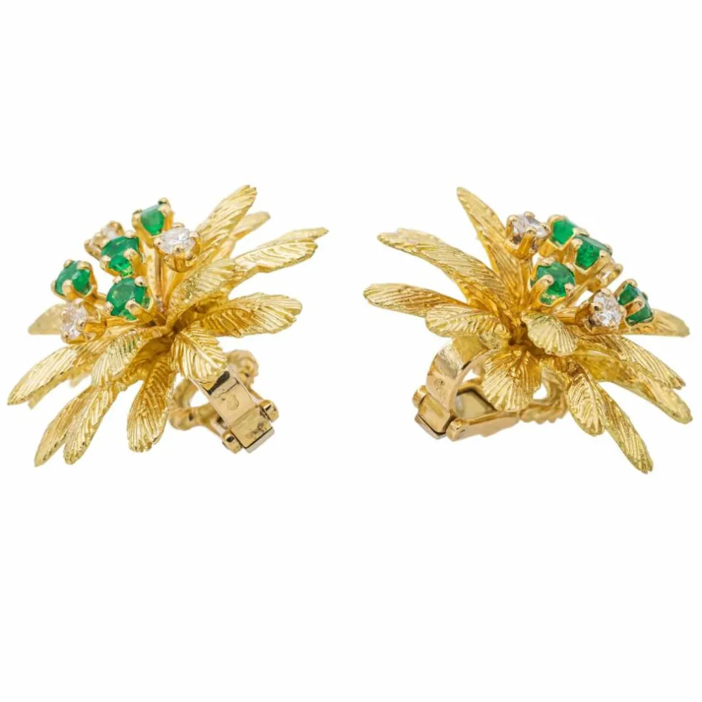 Boucles d'oreilles Or jaune Emeraude