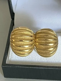 Boucles d'Oreilles Or Jaune Godronné