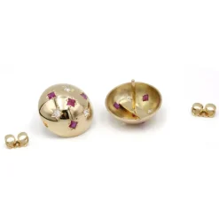Boucles d'oreilles or jaune diamants rubis