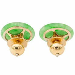 Boucles d'oreilles Or jaune Jade Jadéite