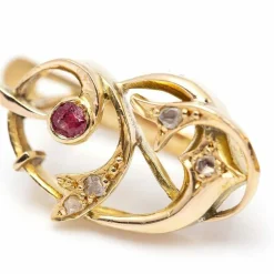 Boucles d'oreilles Or jaune Rubis Diamants