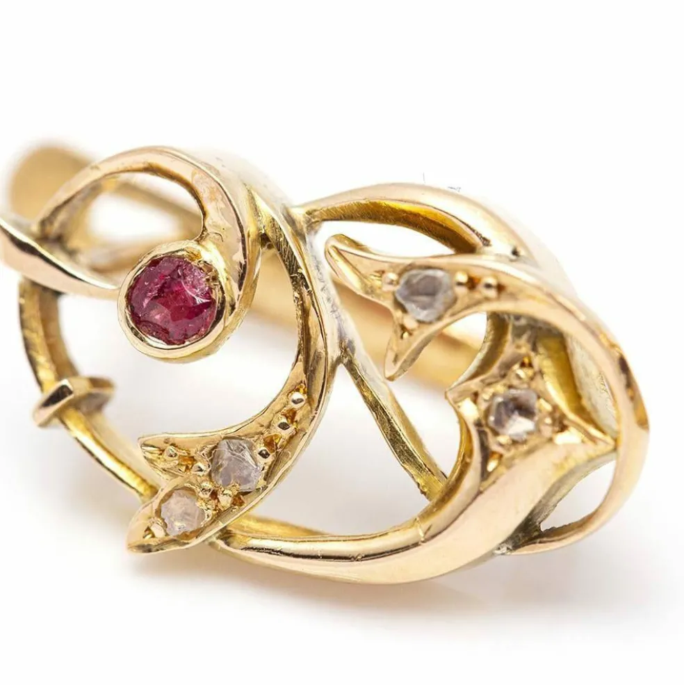 Boucles d'oreilles Or jaune Rubis Diamants