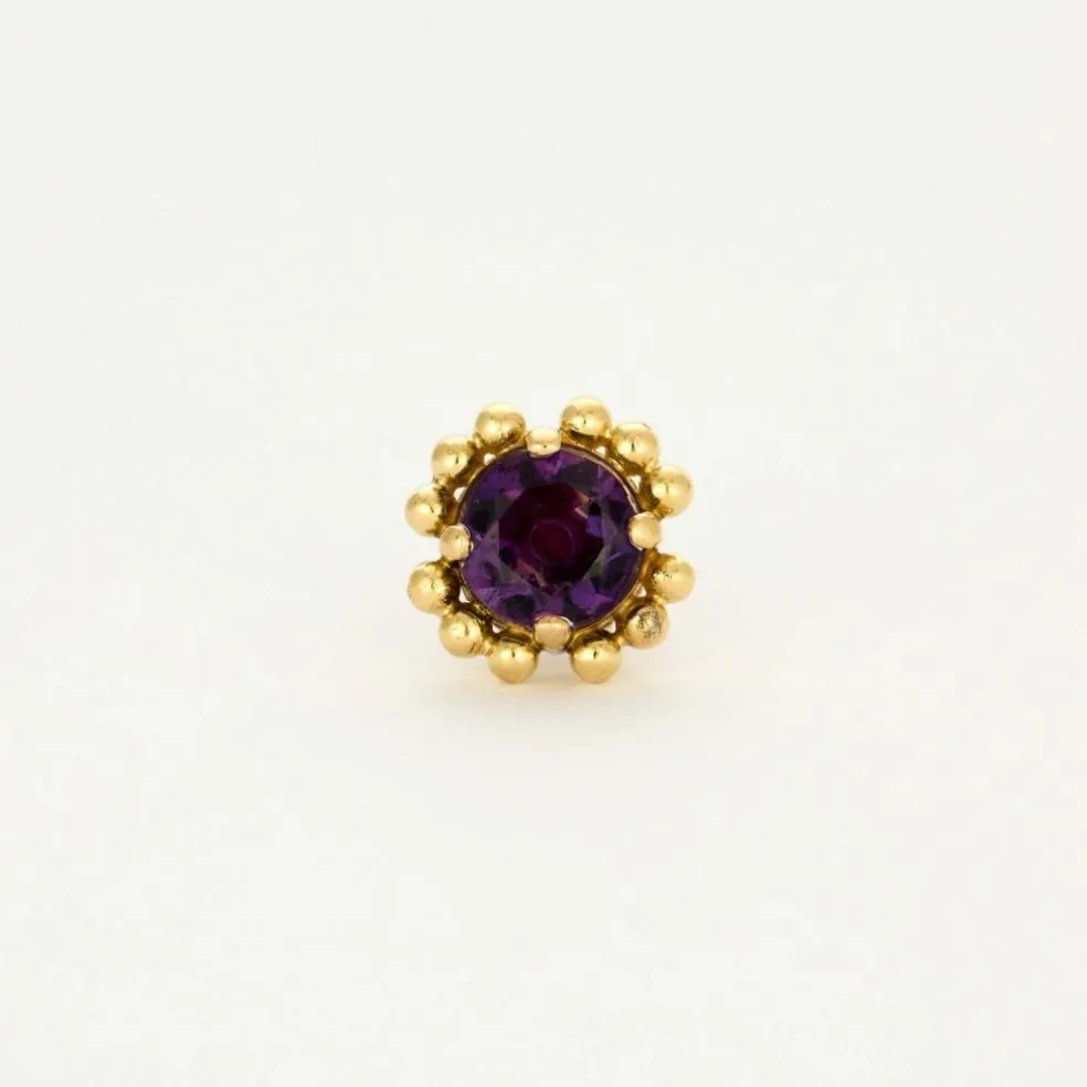 Boucles d'oreilles or jaune et améthystes