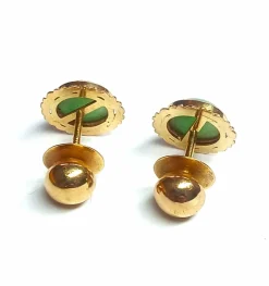 Boucles d'oreilles or jaune et jade vert