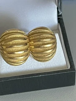 Boucles d'Oreilles Or Jaune Godronné
