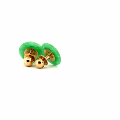 Boucles d'oreilles Or Jaune 18k Pierre de Jade
