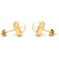 Boucles d'oreilles or jaune perles