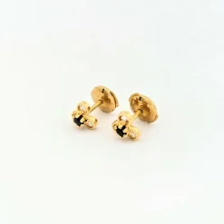 Boucles d'oreilles or jaune, diamants, saphirs