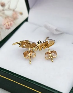 Boucles d'oreilles or jaune et or blanc Saphirs
