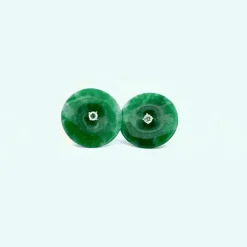 Boucles d'oreilles Or Jaune 18k Pierre de Jade