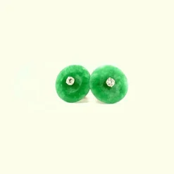 Boucles d'oreilles Or Jaune 18k Pierre de Jade