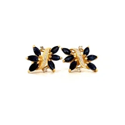Boucles d'oreilles Or Jaune 18k Topazes et Diamants