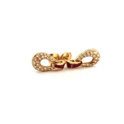 Boucles d'oreilles or jaune 18 k Rubis & Diamants
