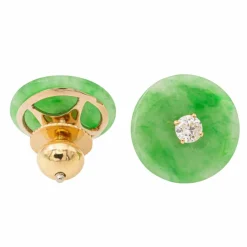 Boucles d'oreilles Or jaune Jade Jadéite