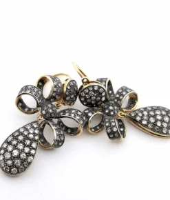 Boucles d'oreilles or jaune et argent avec diamants