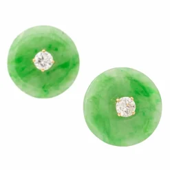 Boucles d'oreilles Or jaune Jade Jadéite
