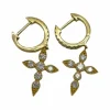 Boucles d'oreilles or pendentif croix 0,41 ct