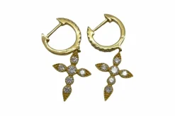 Boucles d'oreilles or pendentif croix 0,41 ct