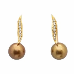 Boucles d'oreilles Or rose Perle Diamant