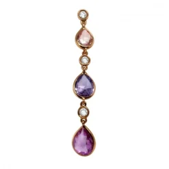 Boucles d'oreilles or rose saphirs diamants