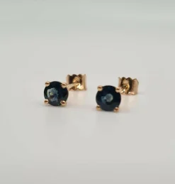 Boucles d’oreilles or rose et saphir