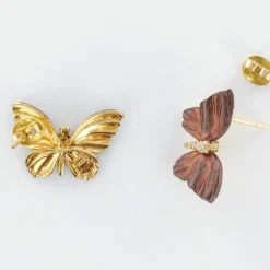 Boucles d'oreilles papillons émail diamants