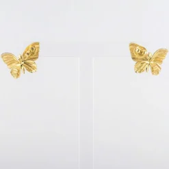 Boucles d'oreilles papillons en or, émail et diamants