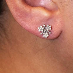 Boucles d'oreilles PASQUALE BRUNI Or blanc fleur de Diamants