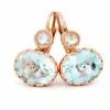 Boucles d'oreilles pendantes Or jaune Diamant Aigue-marine