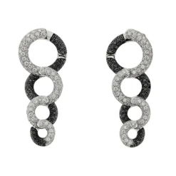 Boucles d'oreilles pendantes diamants noirs et blancs