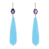 Boucles d'oreilles pendantes améthystes et turquoises